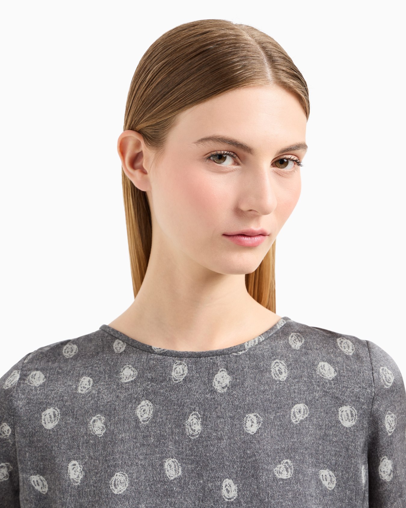 Blouse à manches courtes en mousseline de soie avec imprimé all over à pois abstraits Icon Diapositive 4