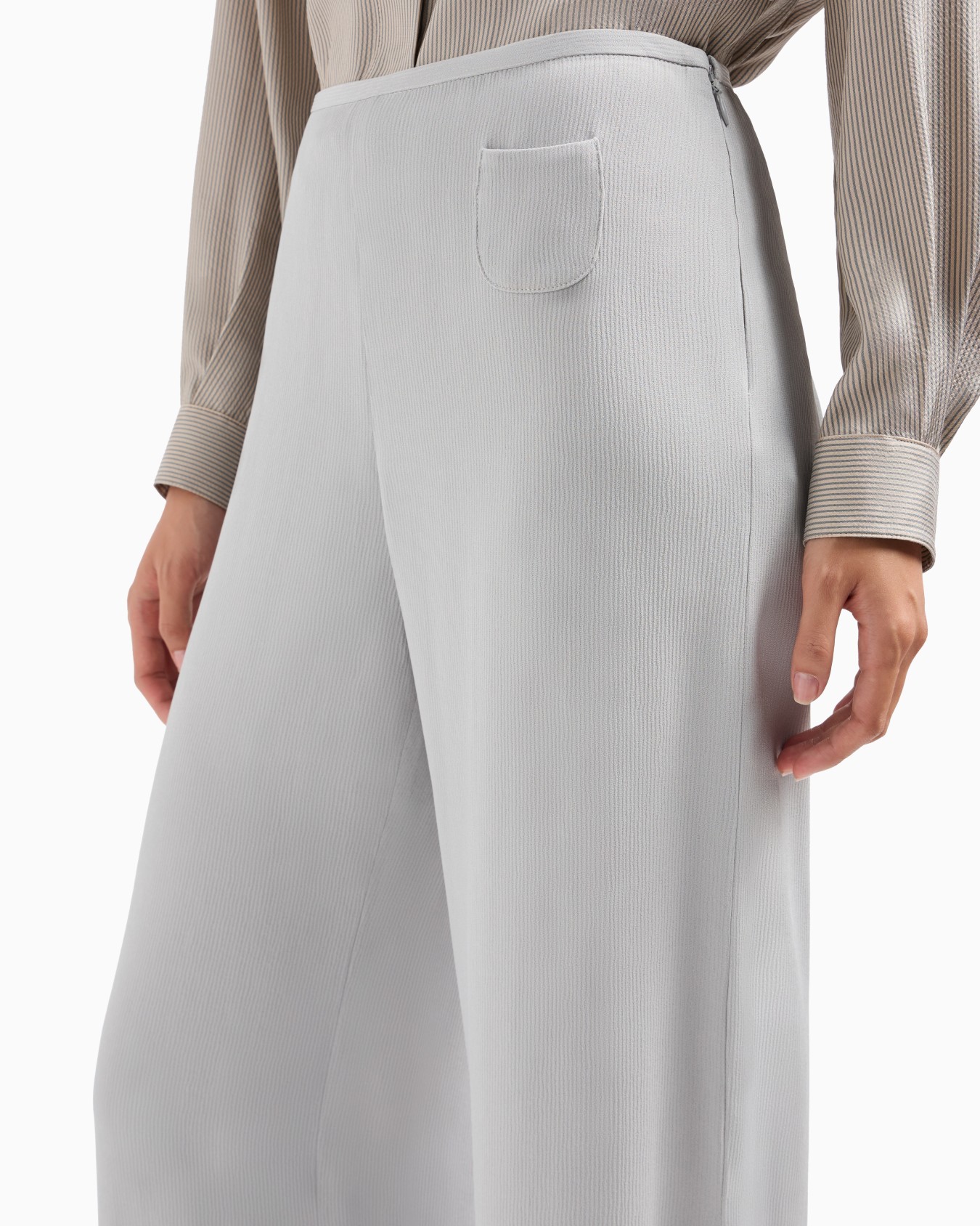 Pantalon palazzo avec poche en cady canneté Icon Diapositive 4