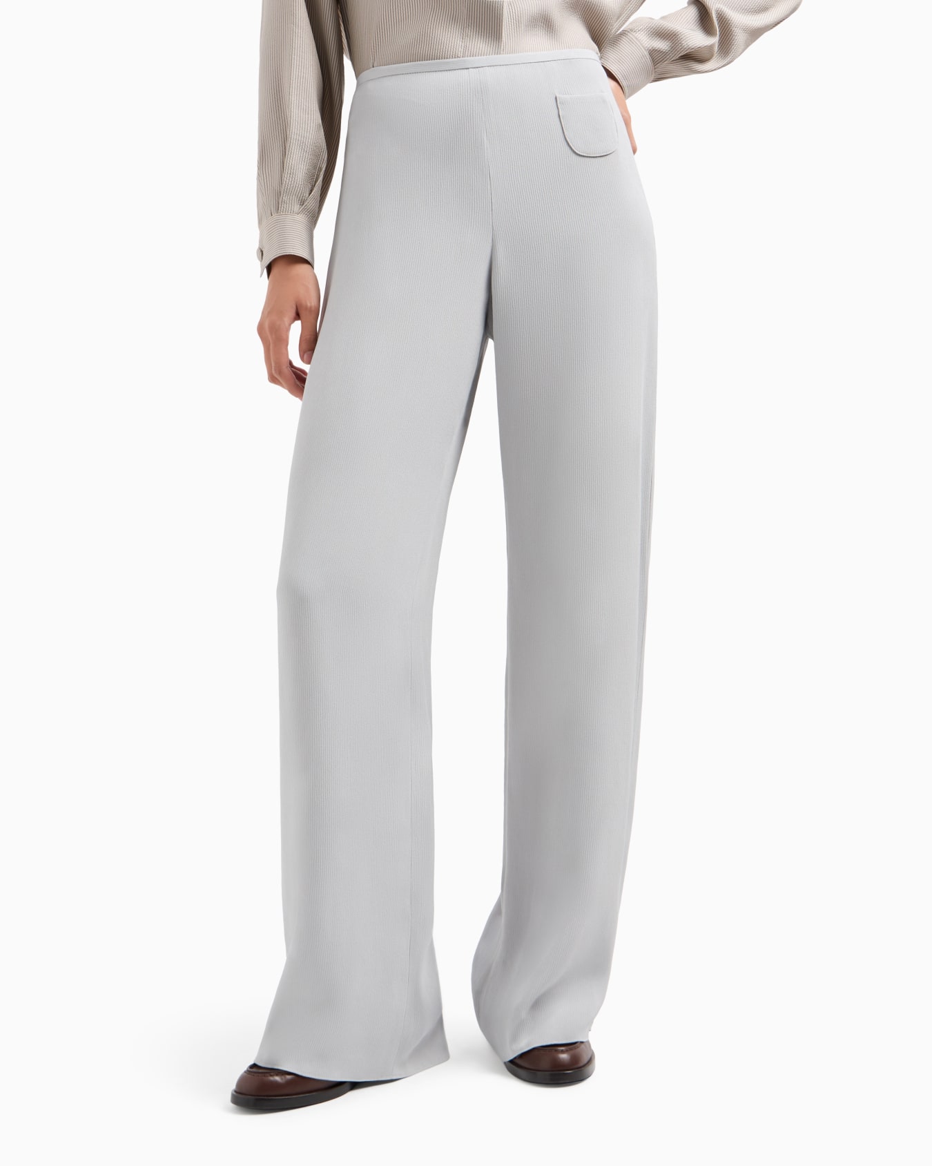 Pantalon palazzo avec poche en cady canneté Icon Diapositive 1