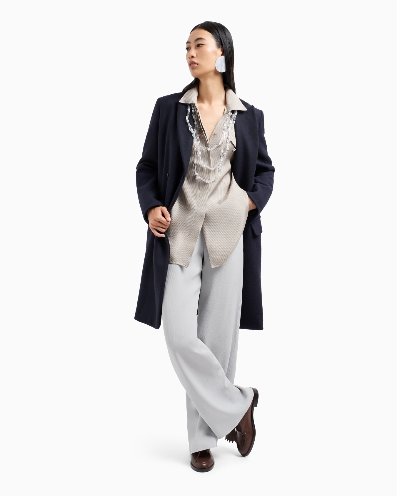 Pantalon palazzo avec poche en cady canneté Icon Diapositive 3