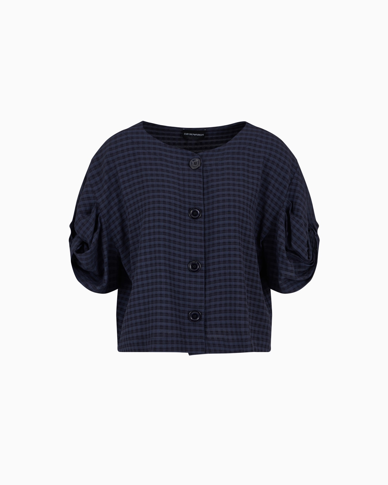 Giacca camicia con maniche torchon motivo check Slide 0