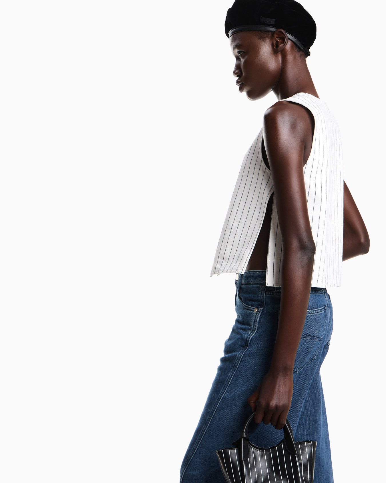 Single-breasted waistcoat in garment-dyed striped bull Slide 4