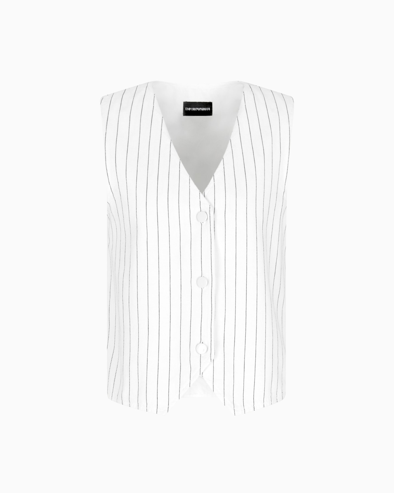 Single-breasted waistcoat in garment-dyed striped bull Slide 0