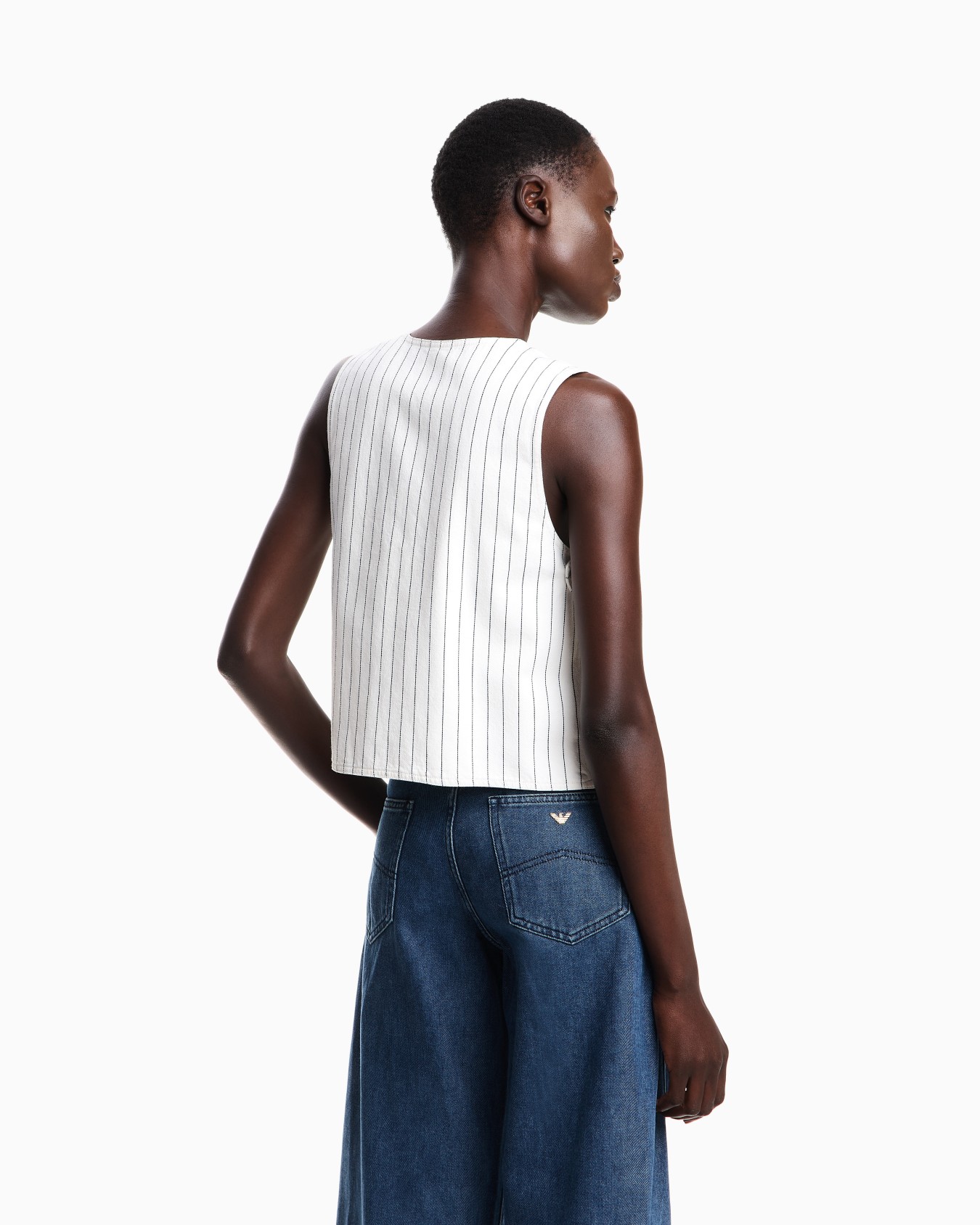 Single-breasted waistcoat in garment-dyed striped bull Slide 2