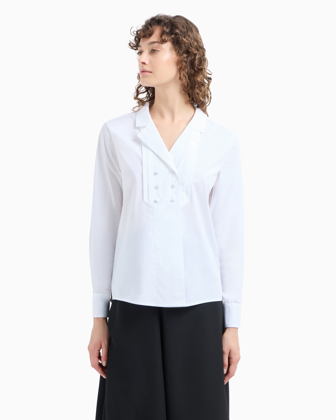 Double-breasted poplin shirt with lapels Slide 2