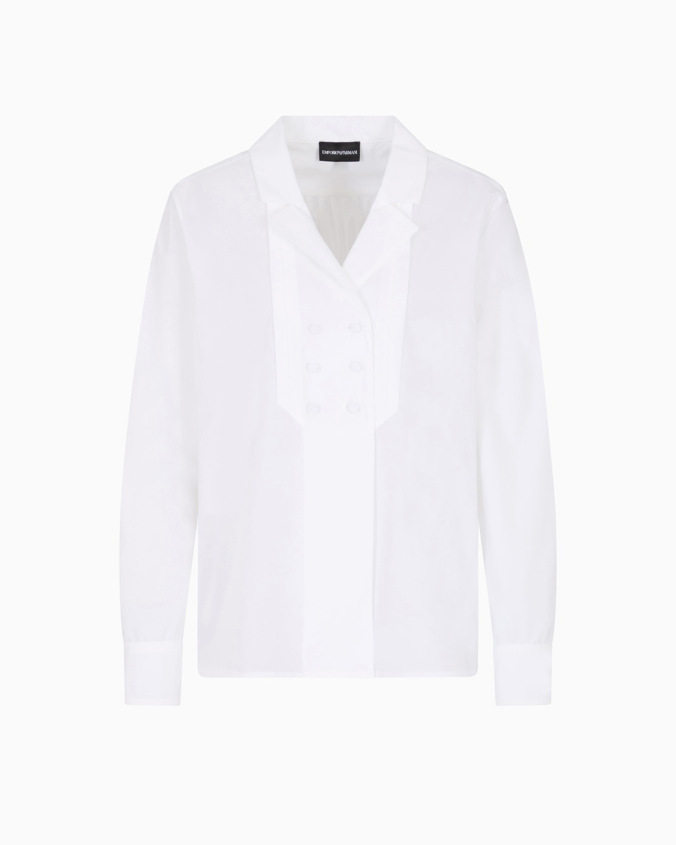 Double-breasted poplin shirt with lapels Slide 0