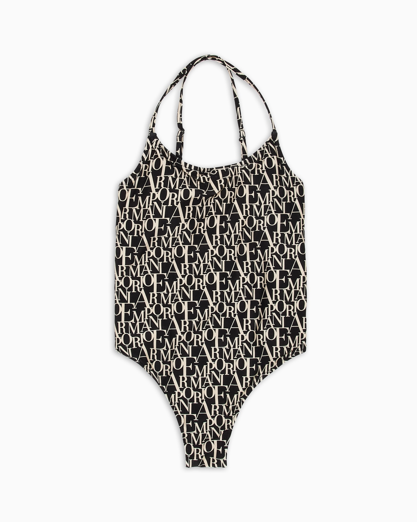 Padded one-piece swimsuit with Logomania print Slide 0