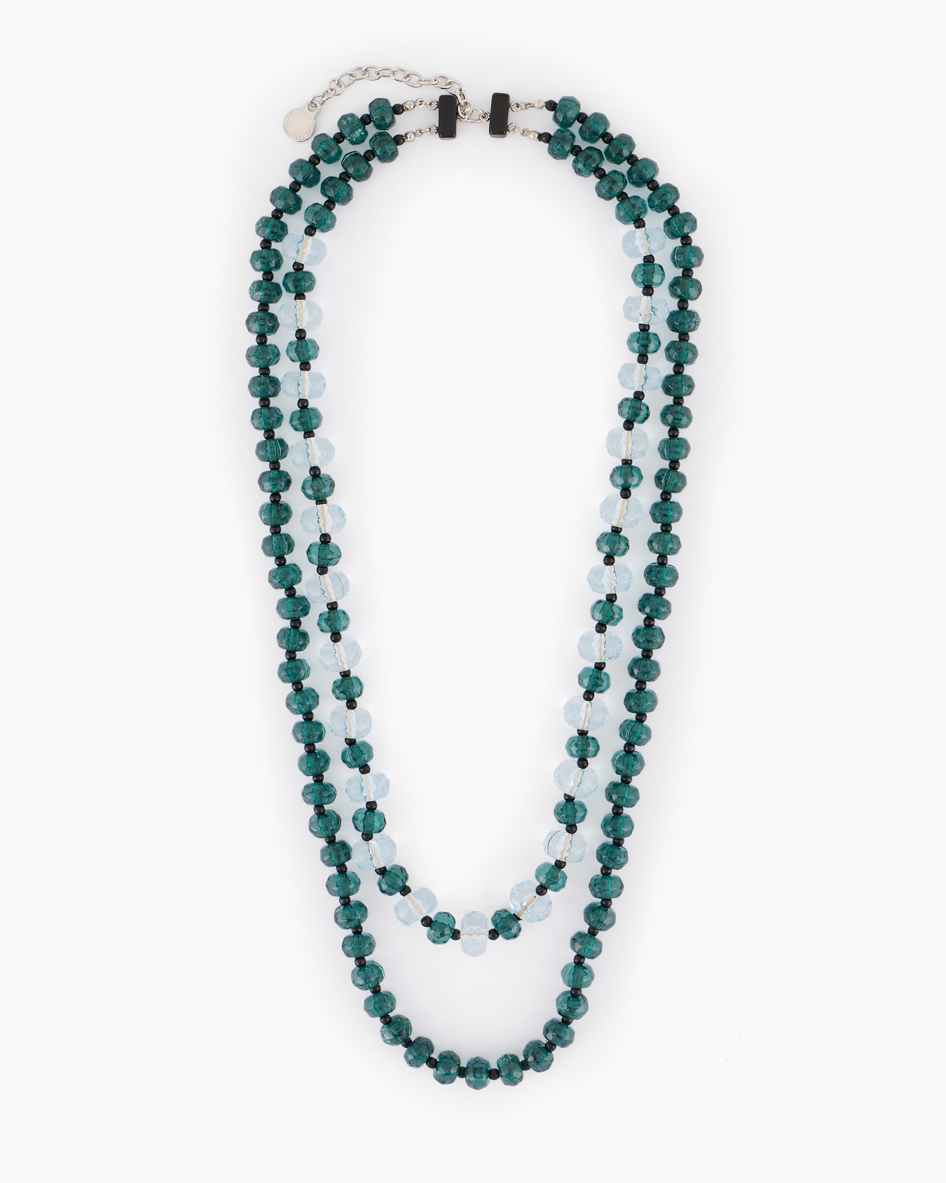 Double-strand necklace with faceted spheres Slide 0