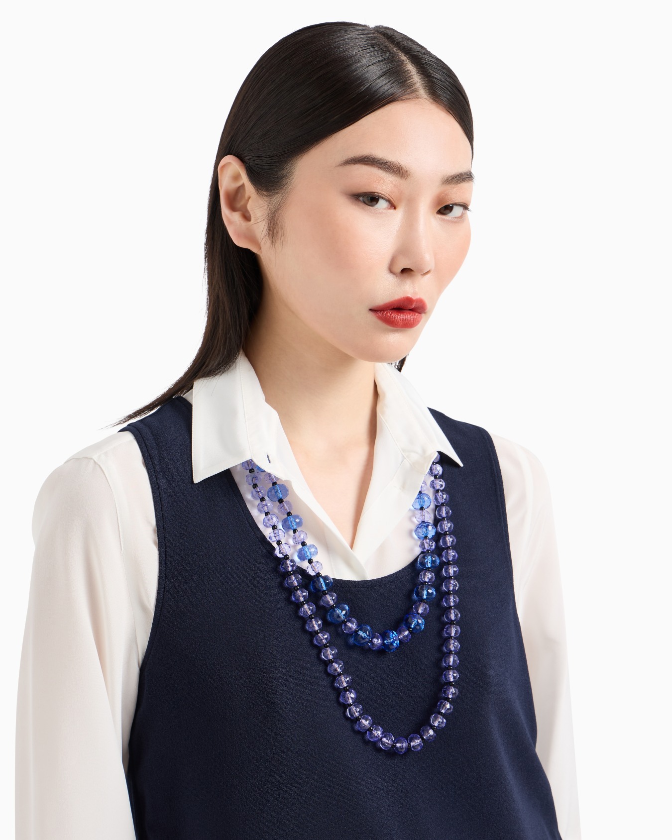 Collana a doppio filo con boules sfaccettate Slide 2