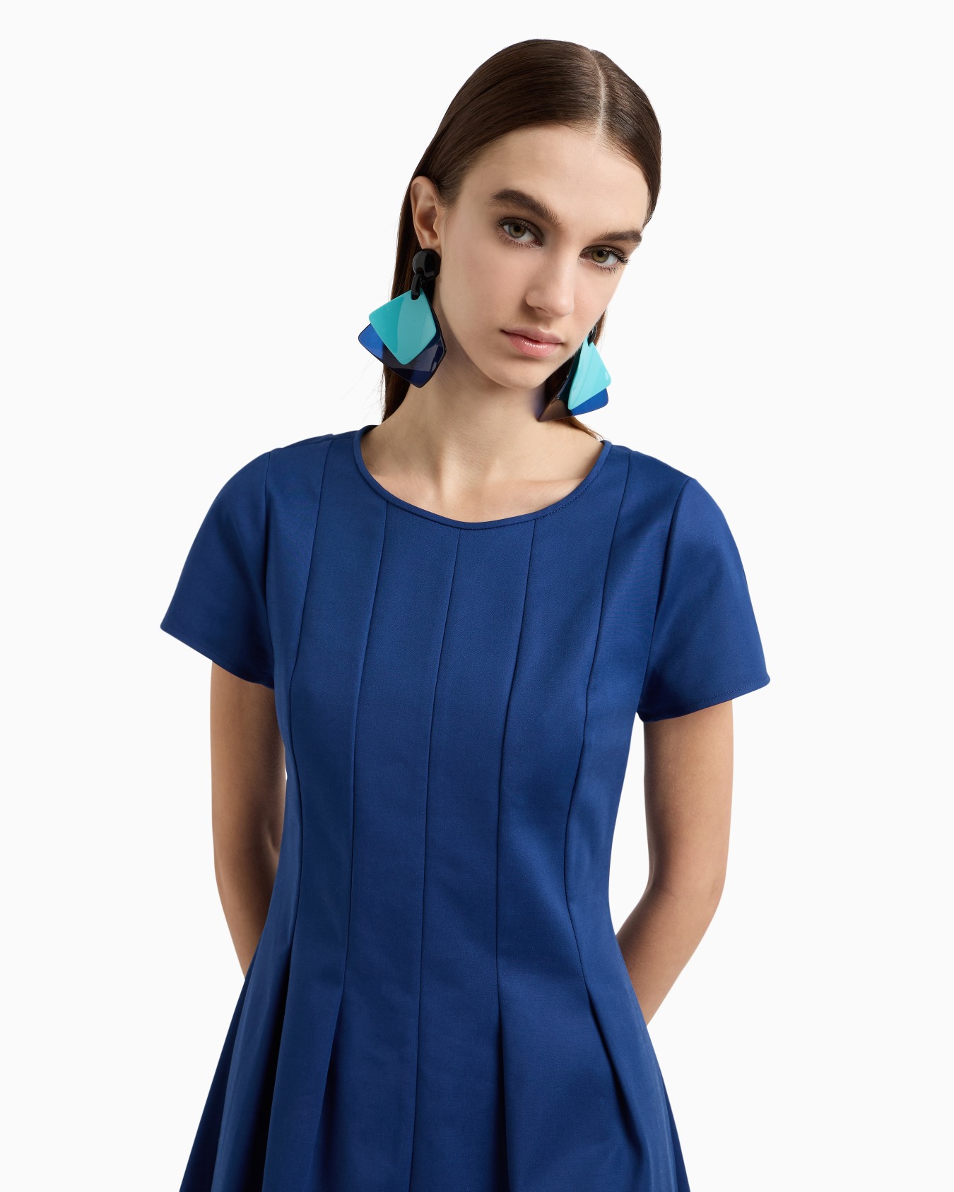 Couture cotton blend dress with pleats Slide 3