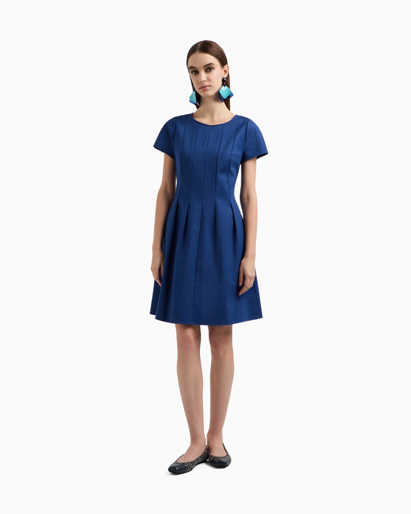 Couture cotton blend dress with pleats Slide 1