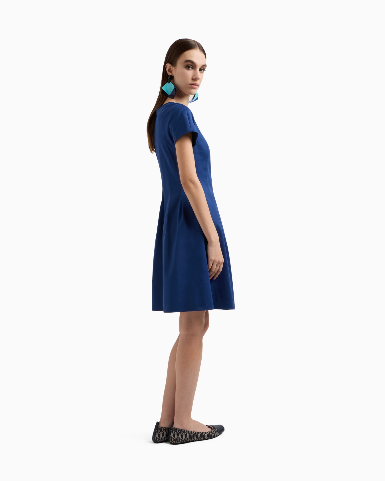 Couture cotton blend dress with pleats Slide 2