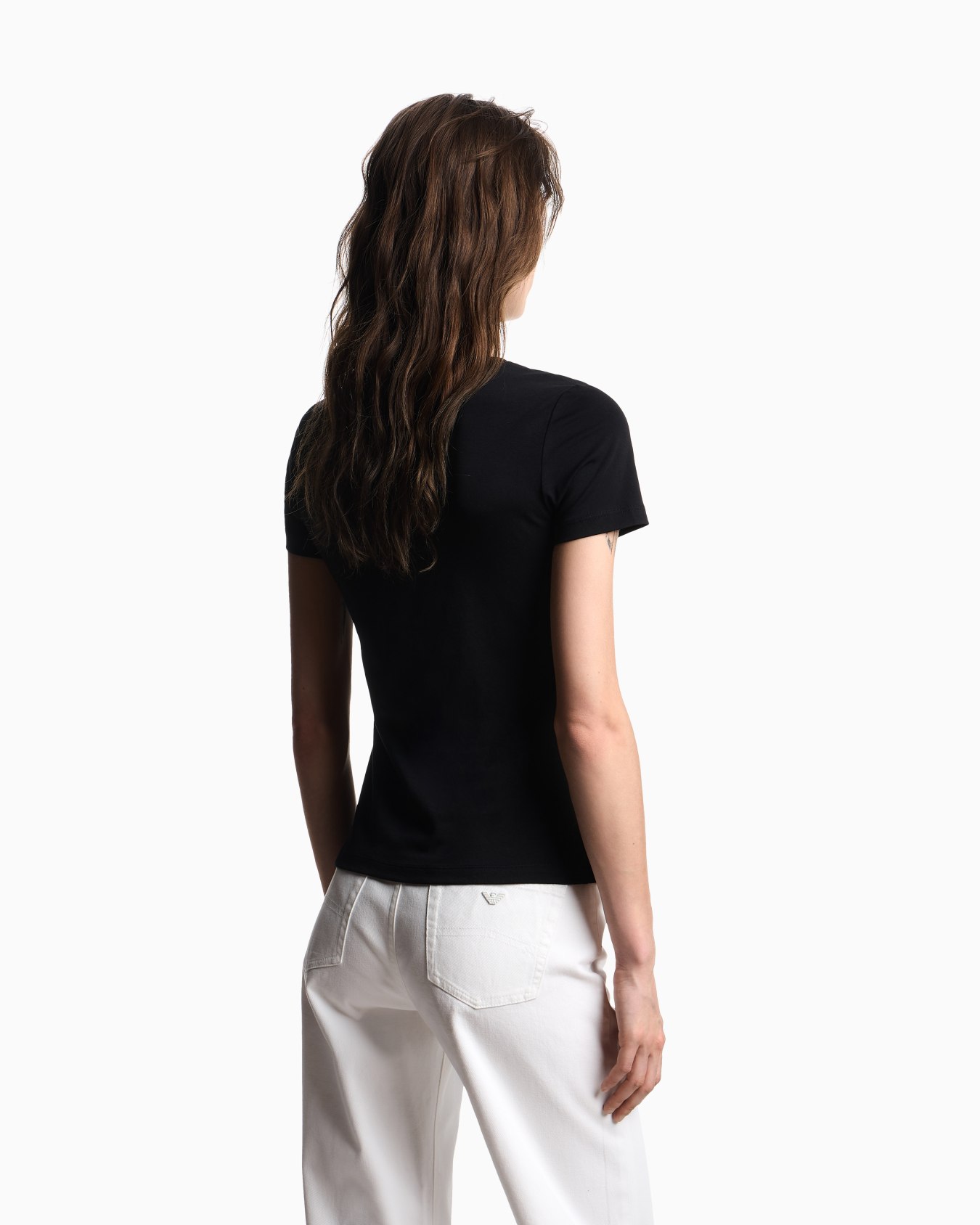 T-shirt slim fit in jersey stretch con maxi aquila pattern ASV Slide 2