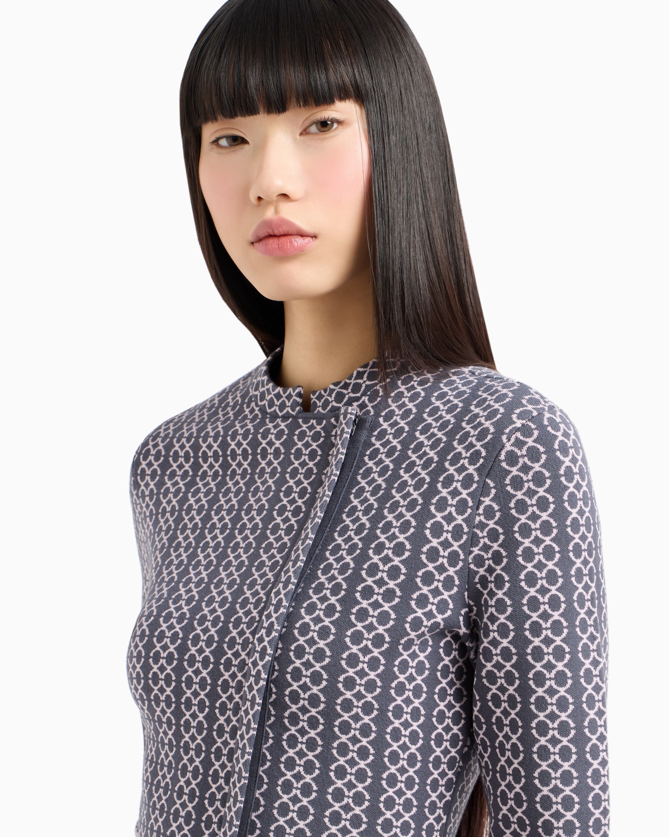 Guru-collar jacket in two-tone jacquard Slide 4