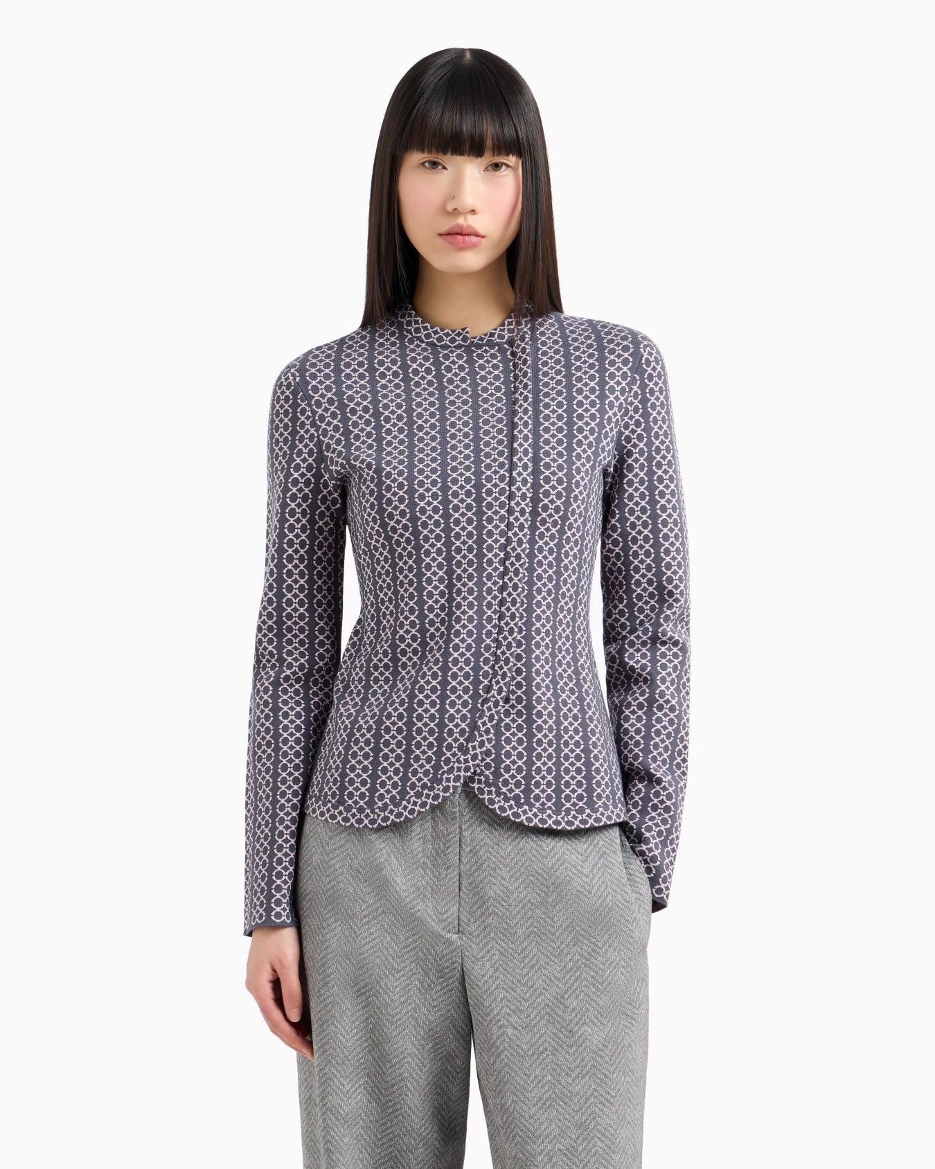 Guru-collar jacket in two-tone jacquard Slide 3
