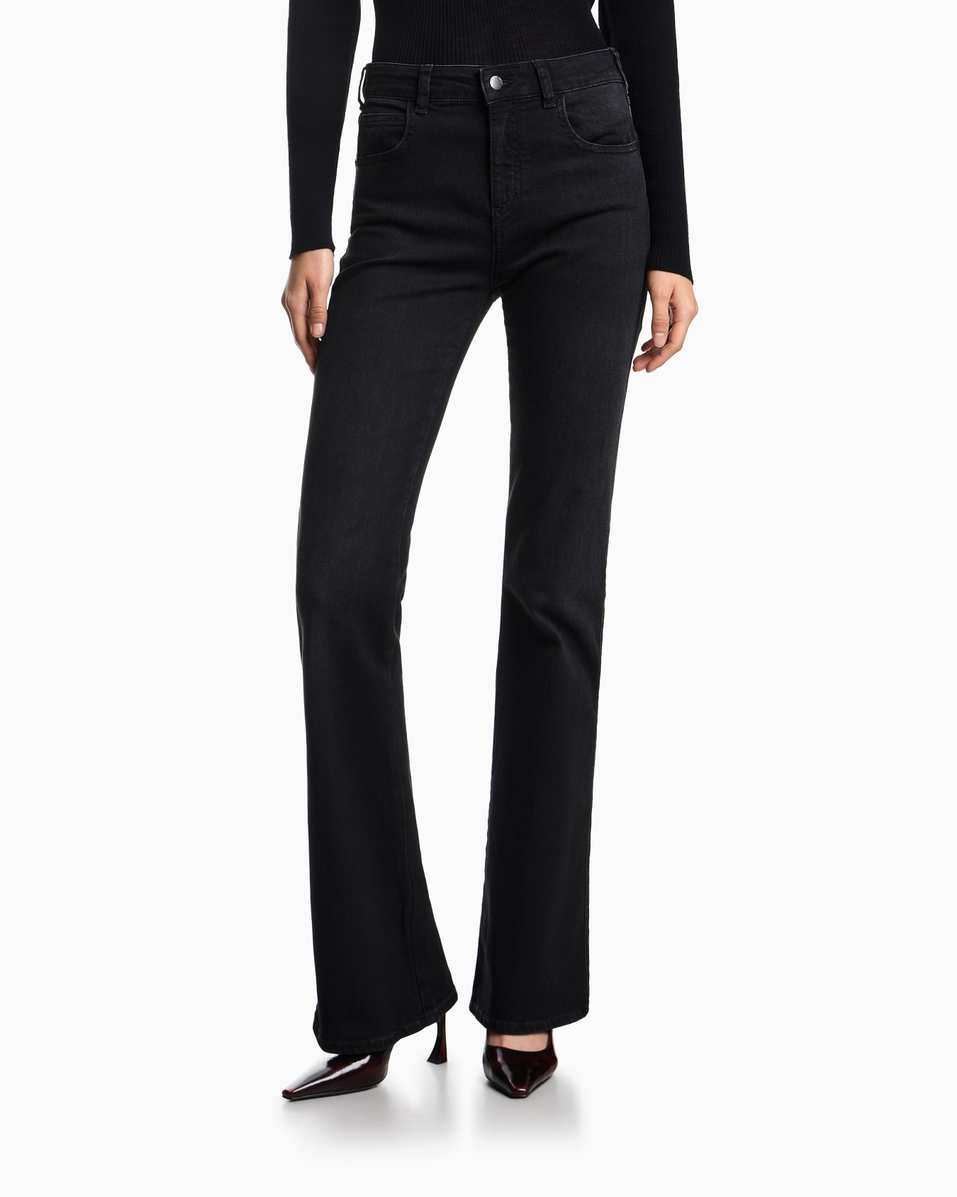 J47 Mid-high rise jeans with a flared leg in a worn-look stretch denim Slide 3