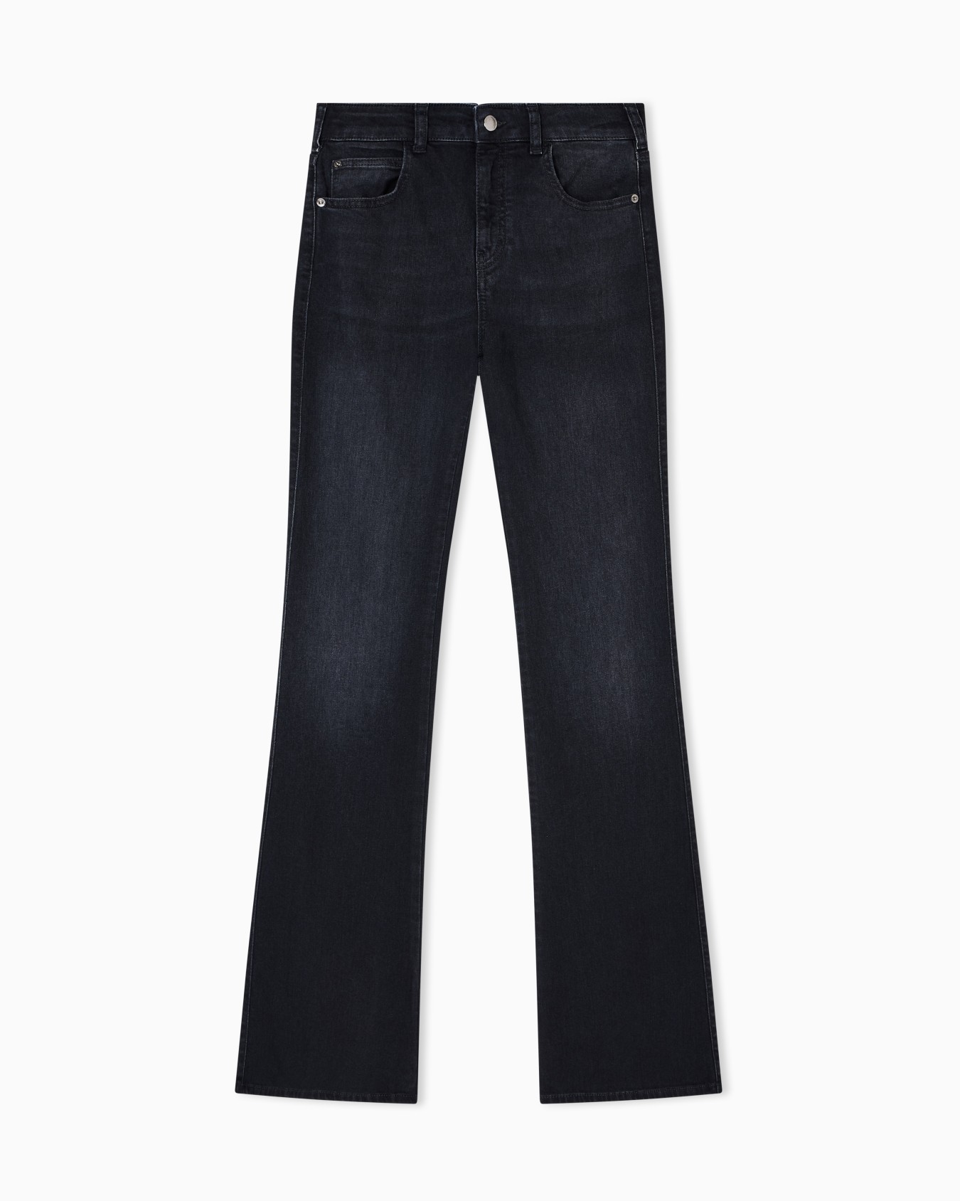 Jean J47 taille mi-haute avec jambe évasée en denim stretch aspect usé Diapositive 0