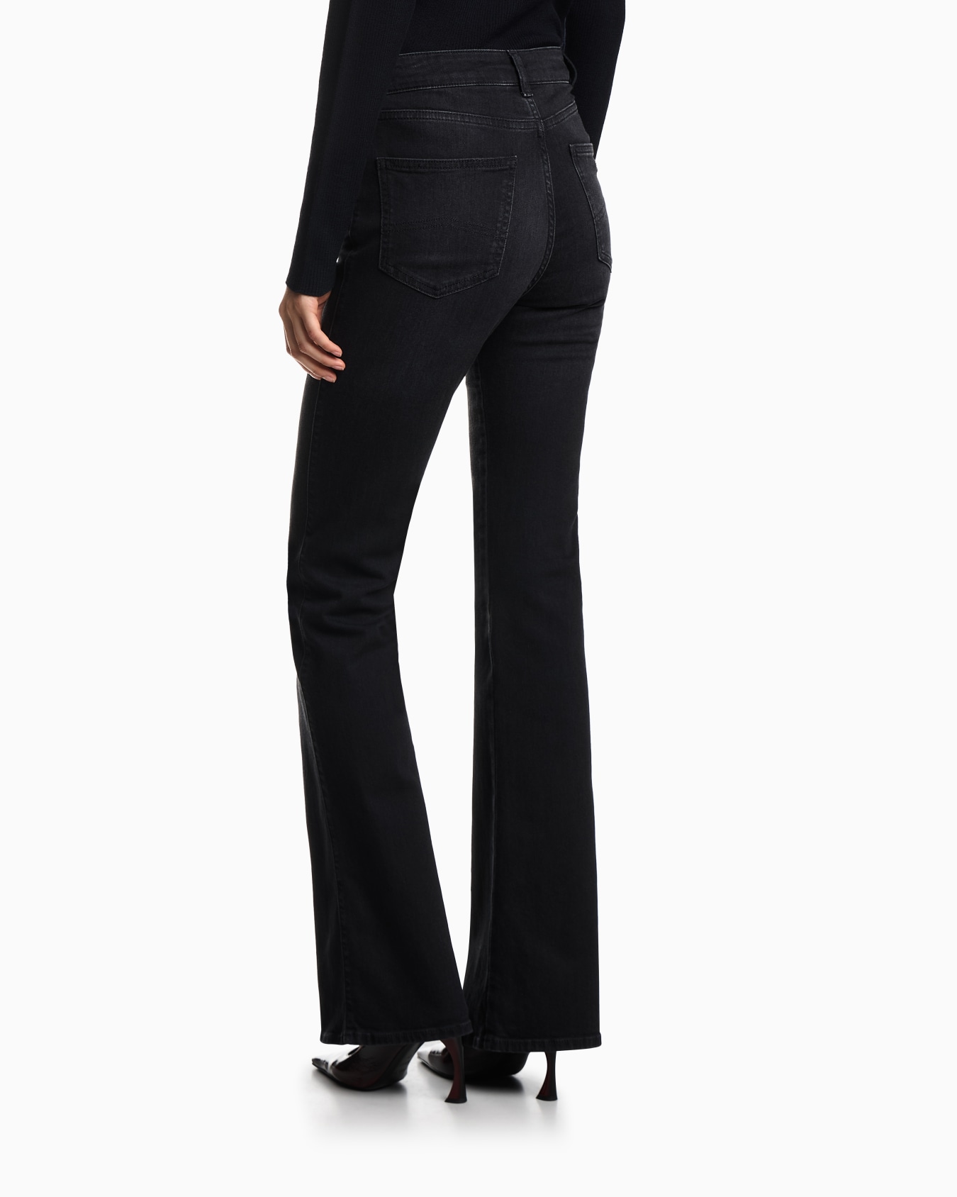 J47 Mid-high rise jeans with a flared leg in a worn-look stretch denim Slide 2