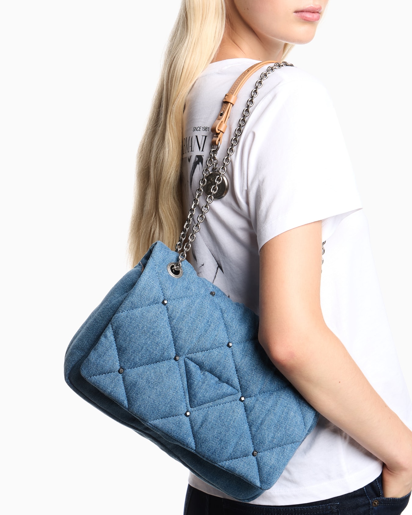 Shoulder bag with denim flap Slide 6