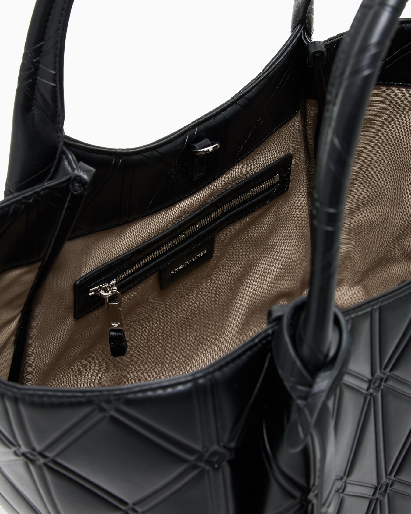 Nappa leather-effect shopper bag with embossed motif Slide 3