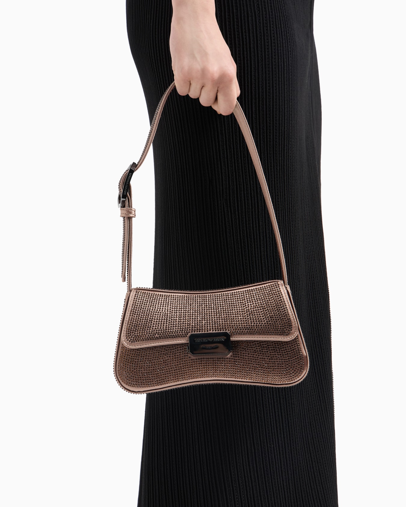 Satin shoulder bag with rhinestones Slide 5