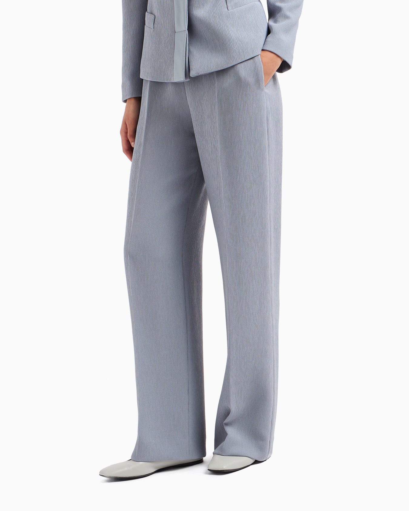 Pantalones con cintura elástica en tejido técnico elástico con canalé Diapositiva 1