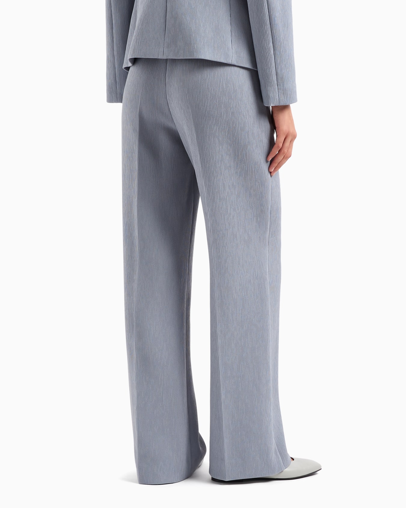 Pantalones con cintura elástica en tejido técnico elástico con canalé Diapositiva 2