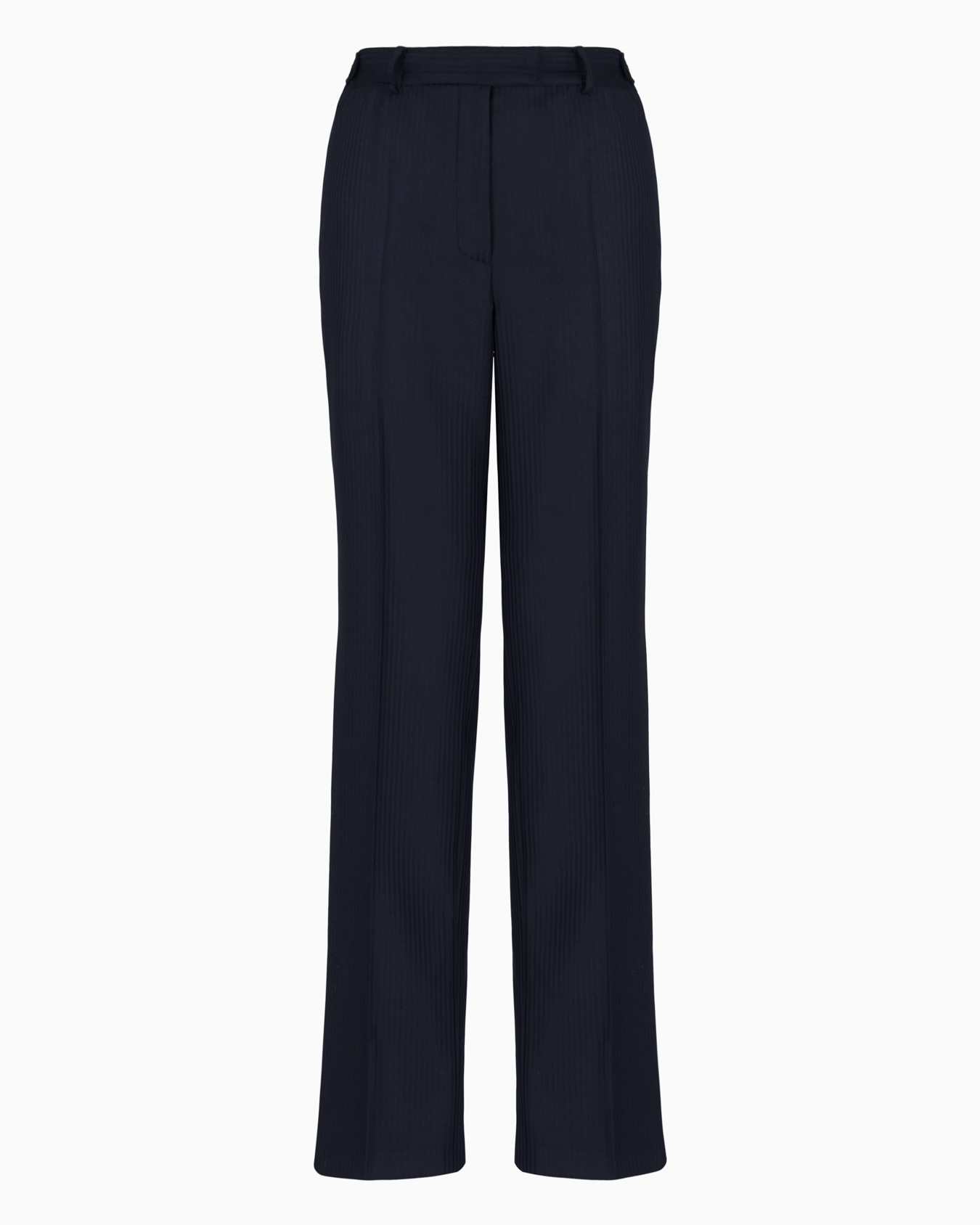Pantalon à pli en satin de laine à rayures alternées Diapositive 0