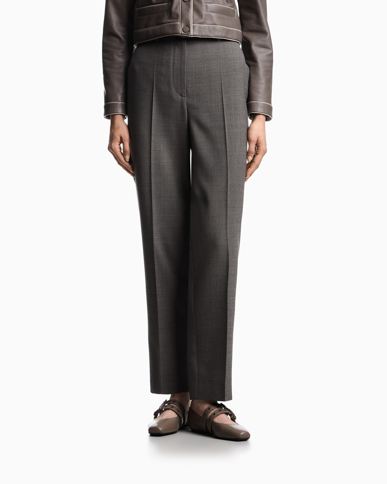 Mouliné crêpe wool trousers Slide 3