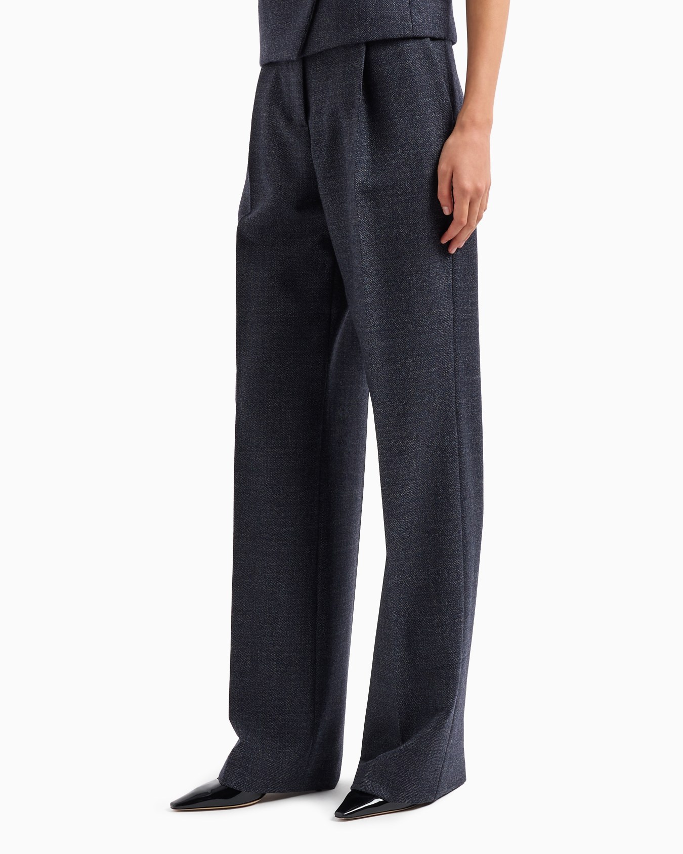 Mouliné-wool compact-grisaille trousers with darts Slide 1