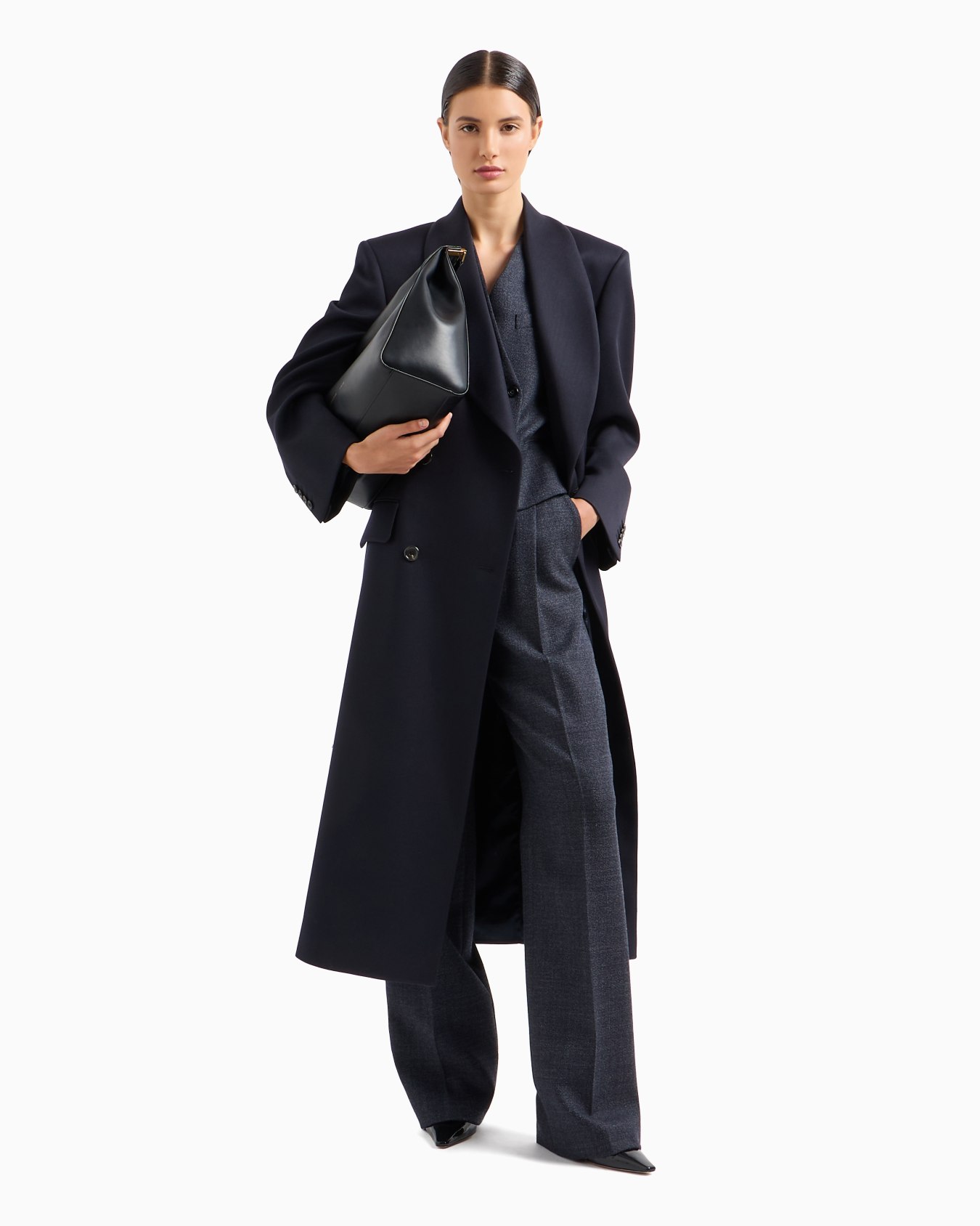 Mouliné-wool compact-grisaille trousers with darts Slide 3