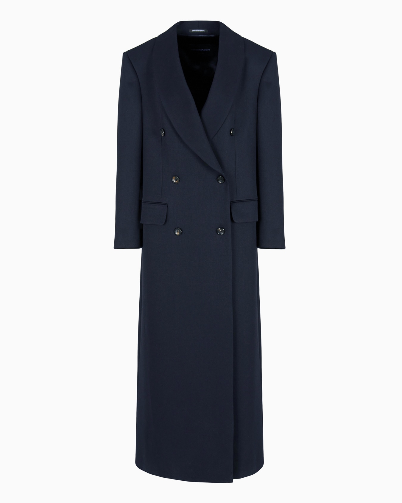 Double-breasted shawl-collar coat in compact wool cover fabric Slide 0