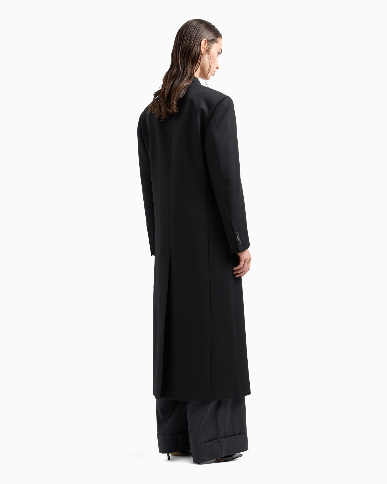 Wrap coat in compact wool cover fabric Slide 2