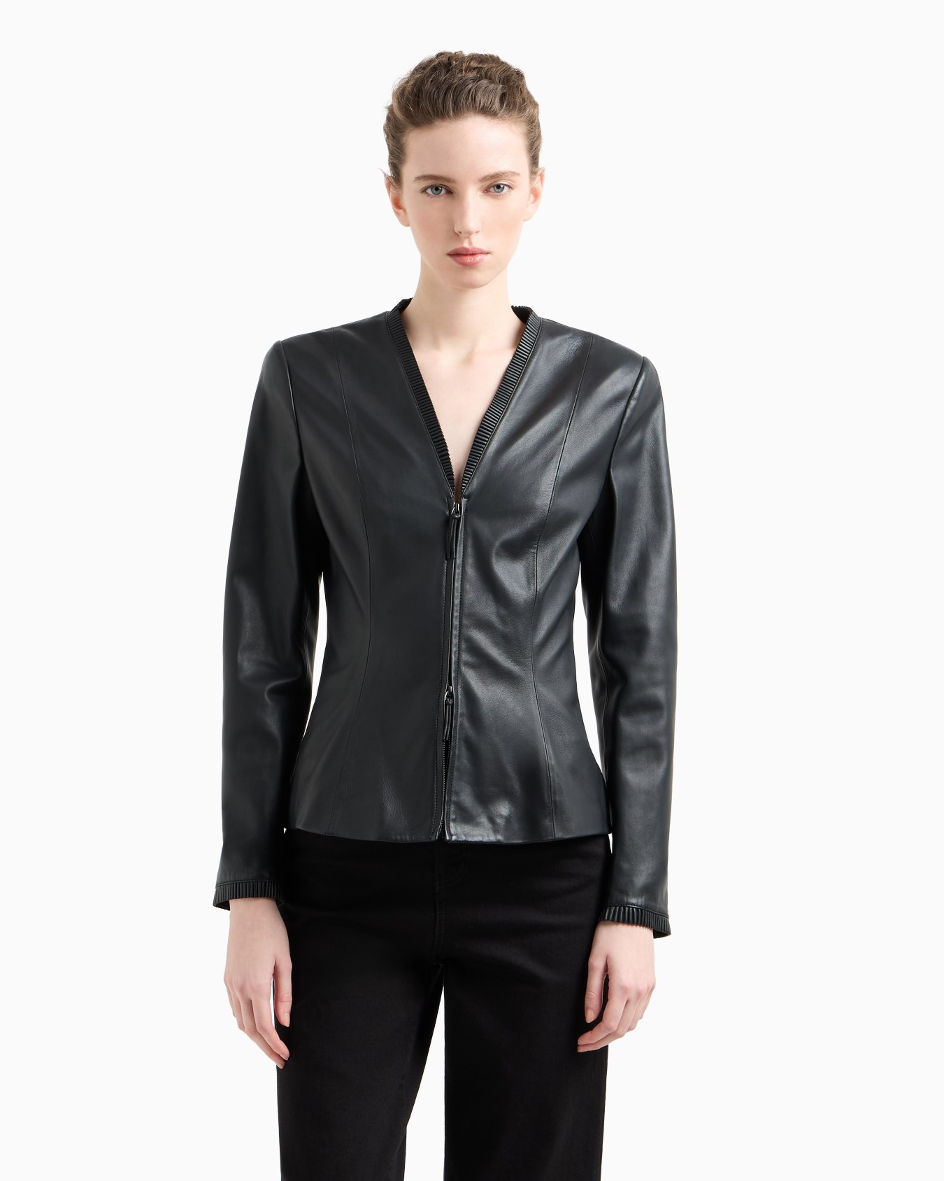 Veste coupe slim en peau d'agneau de ganterie Diapositive 3