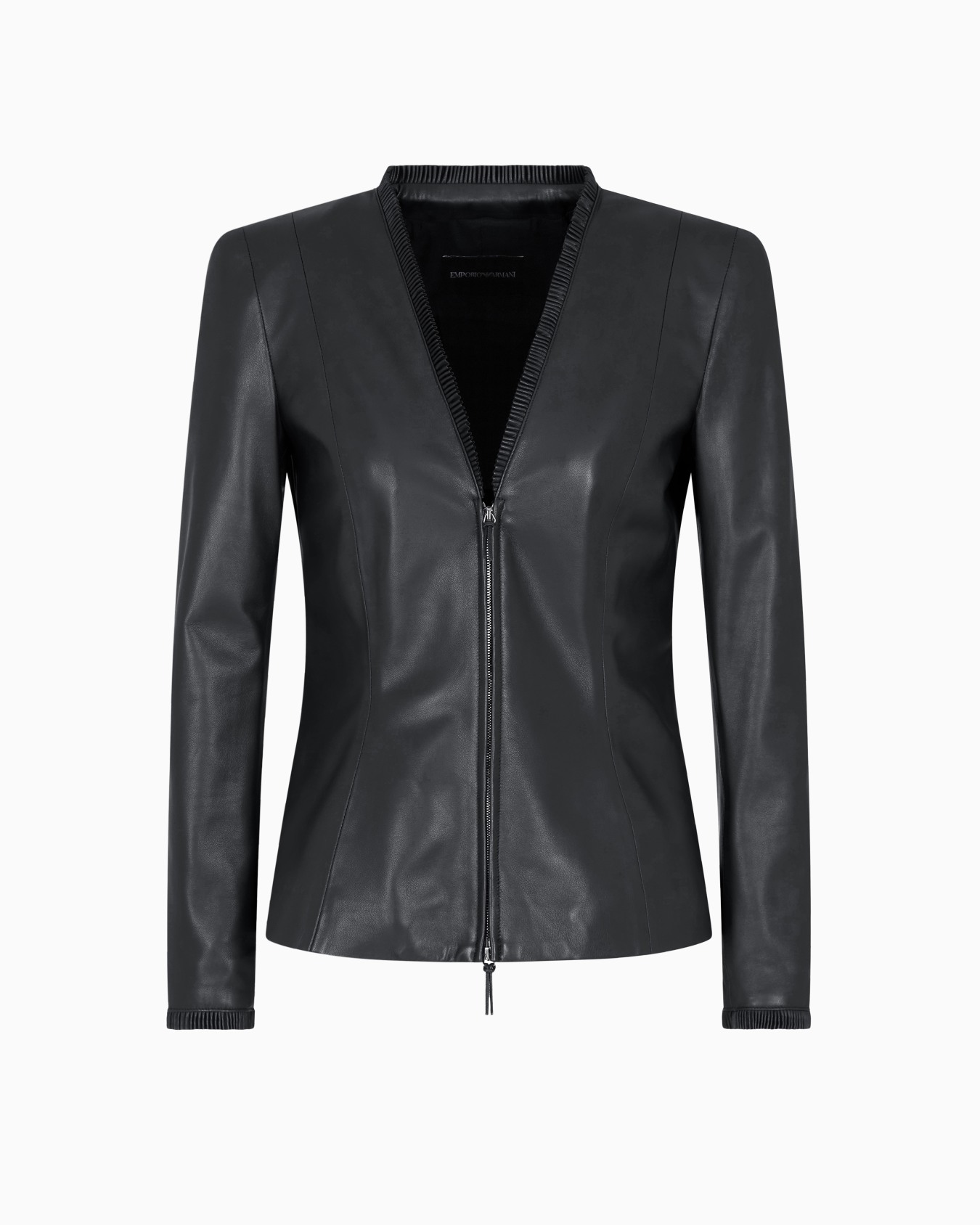 Veste coupe slim en peau d'agneau de ganterie Diapositive 0