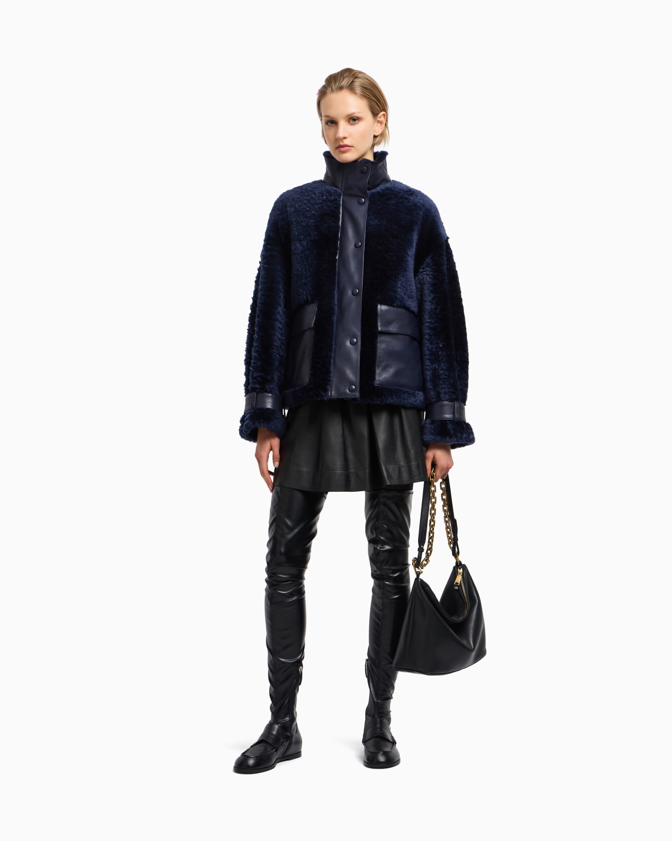 Nappa lambskin skirt with godet pleat Slide 2