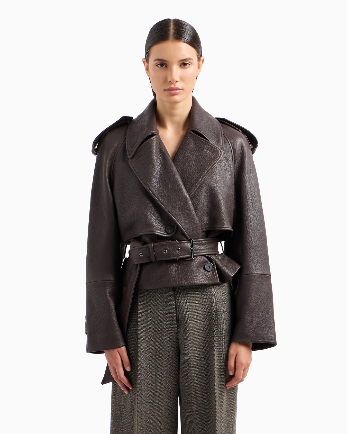 Natural-grain nappa lambskin biker jacket Slide 1