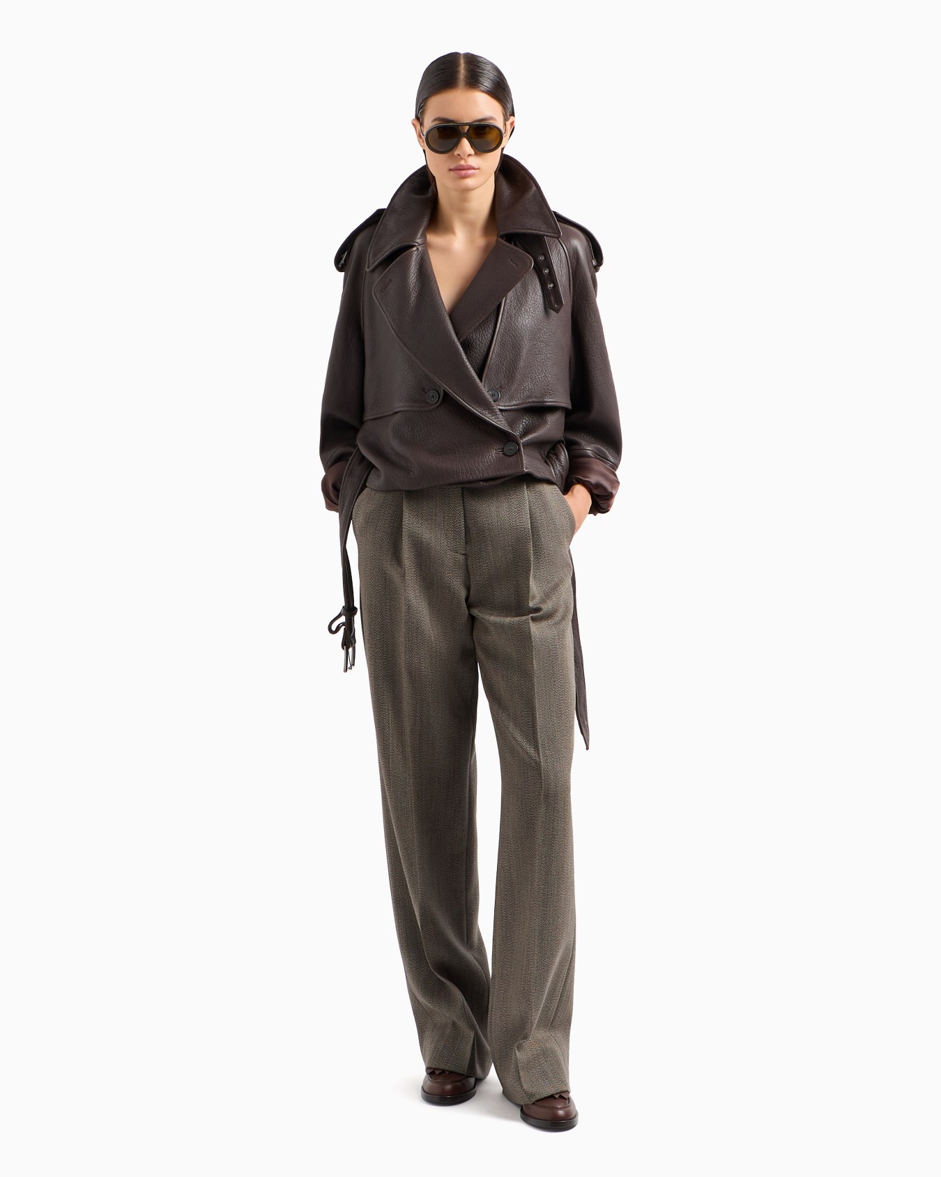 Natural-grain nappa lambskin biker jacket Slide 3