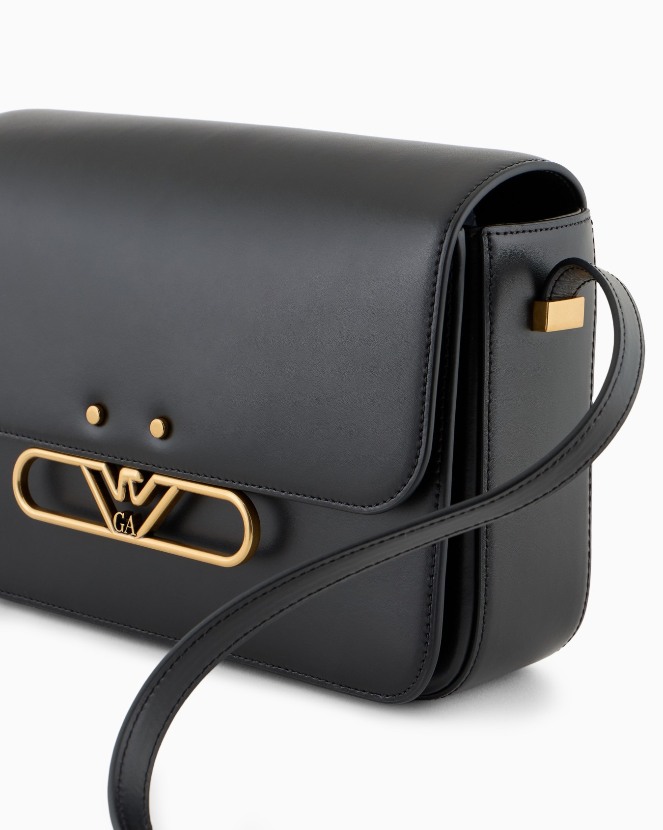 Sac porté épaule en cuir lisse avec logo aigle en métal Diapositive 4