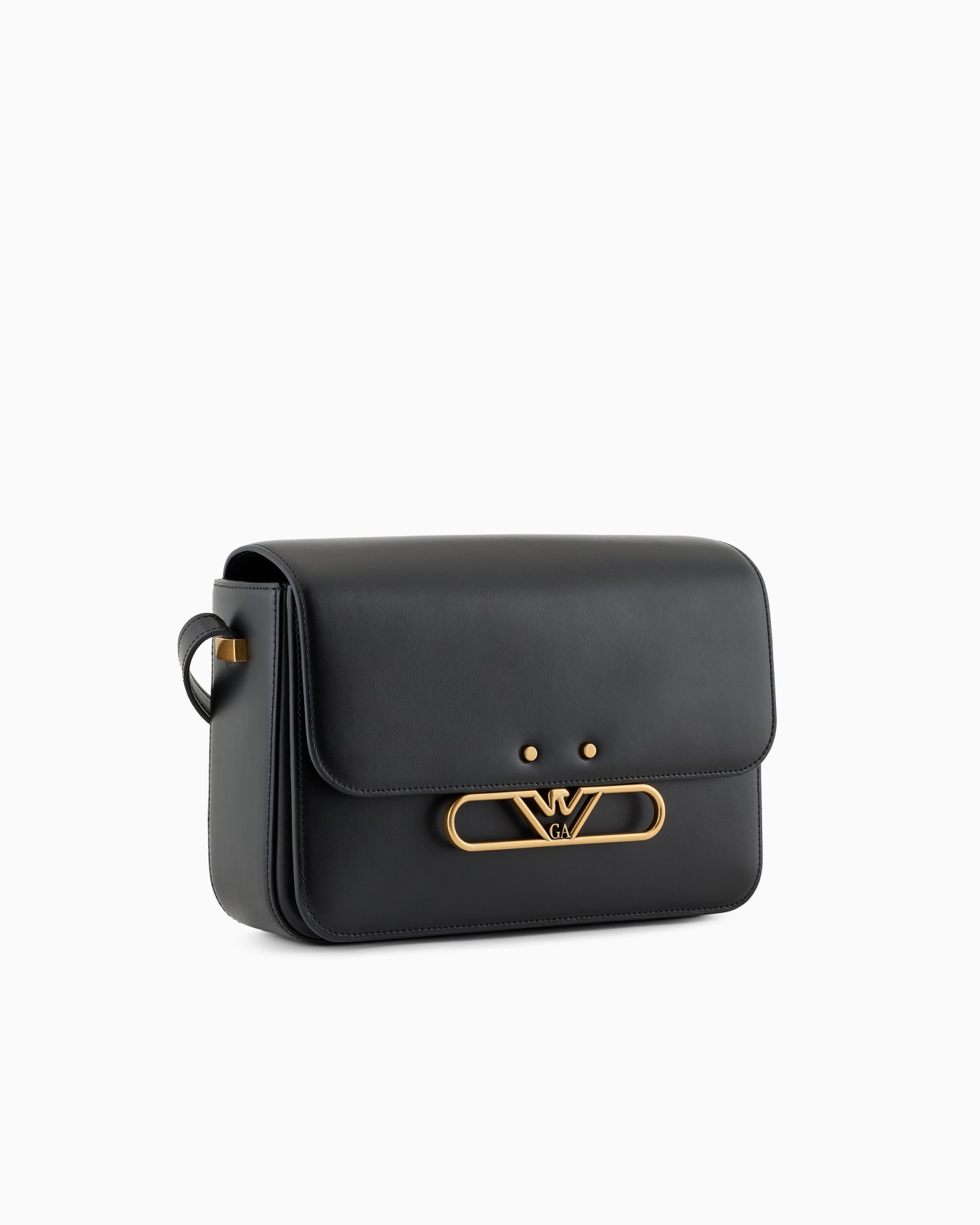 Sac porté épaule en cuir lisse avec logo aigle en métal Diapositive 1