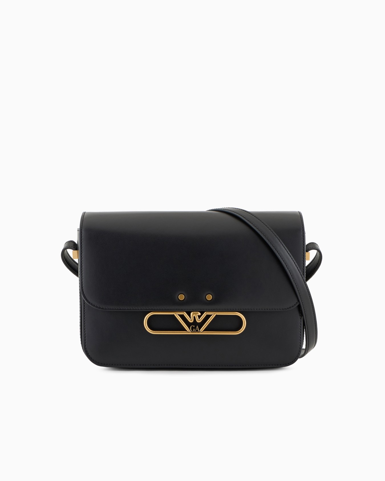 Sac porté épaule en cuir lisse avec logo aigle en métal Diapositive 0