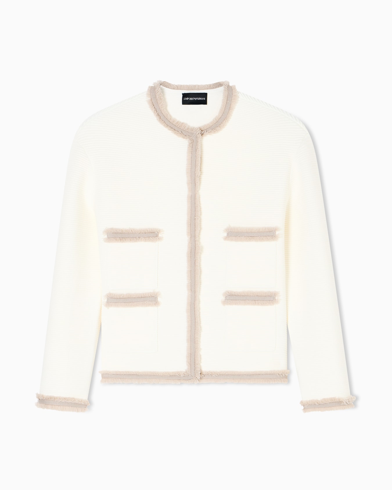 Chaqueta de tejido ottoman con bordes con flecos Diapositiva 0