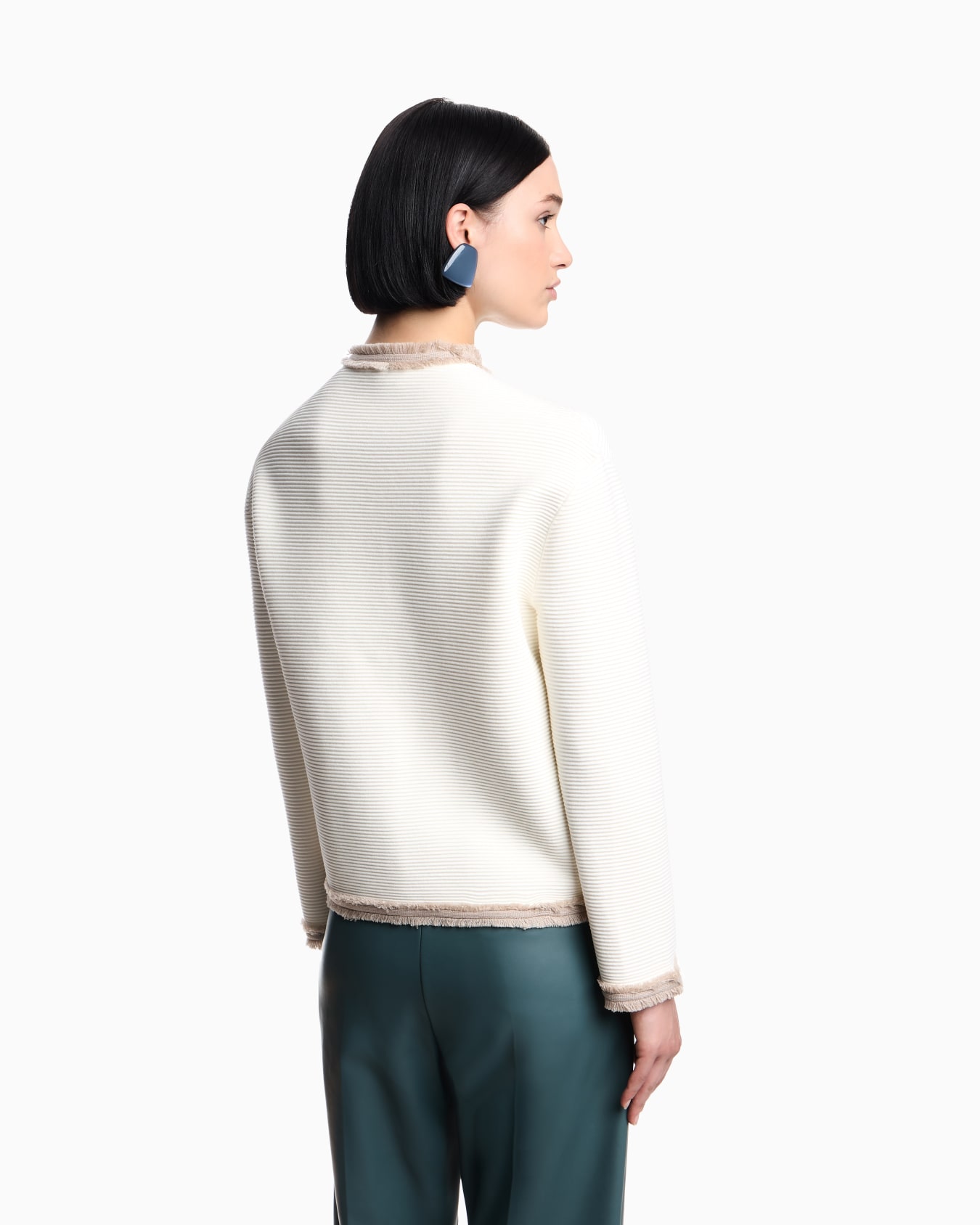 Chaqueta de tejido ottoman con bordes con flecos Diapositiva 2