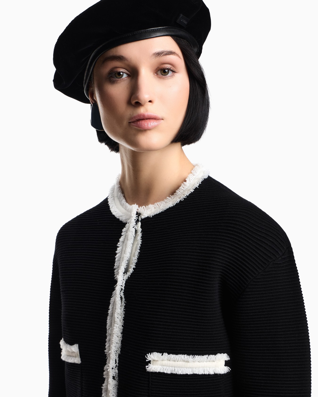 Ottoman fabric jacket with fringe trims Slide 4