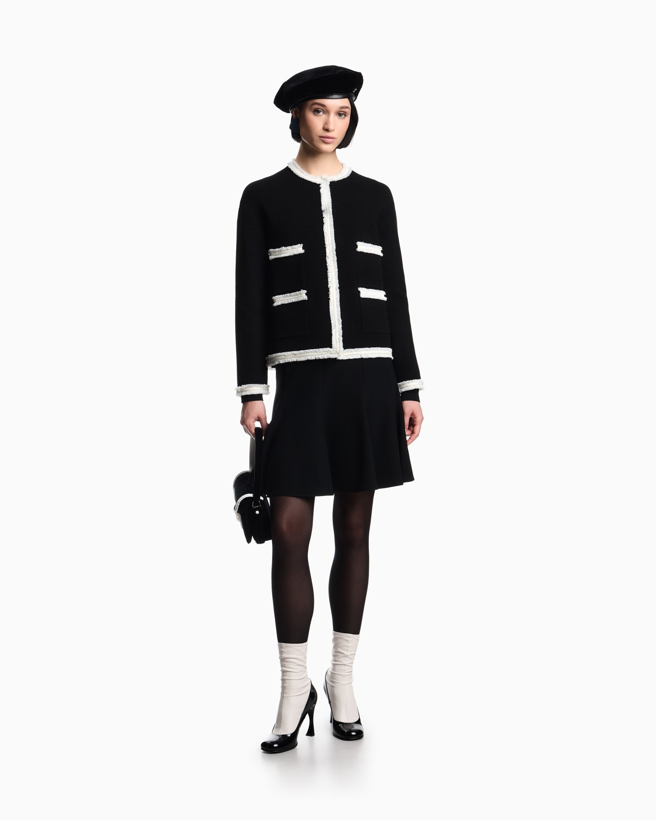 Ottoman fabric jacket with fringe trims Slide 1