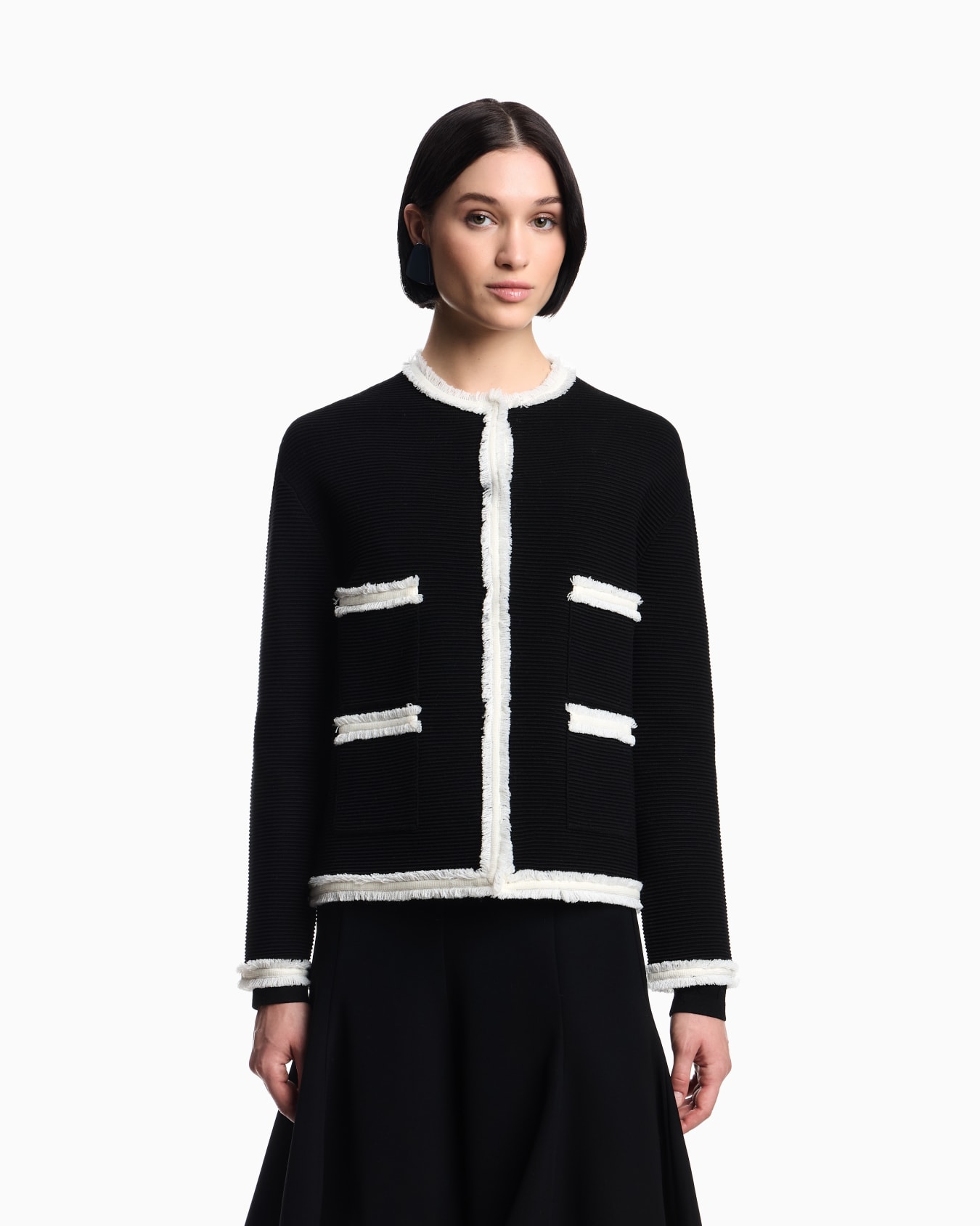 Ottoman fabric jacket with fringe trims Slide 3