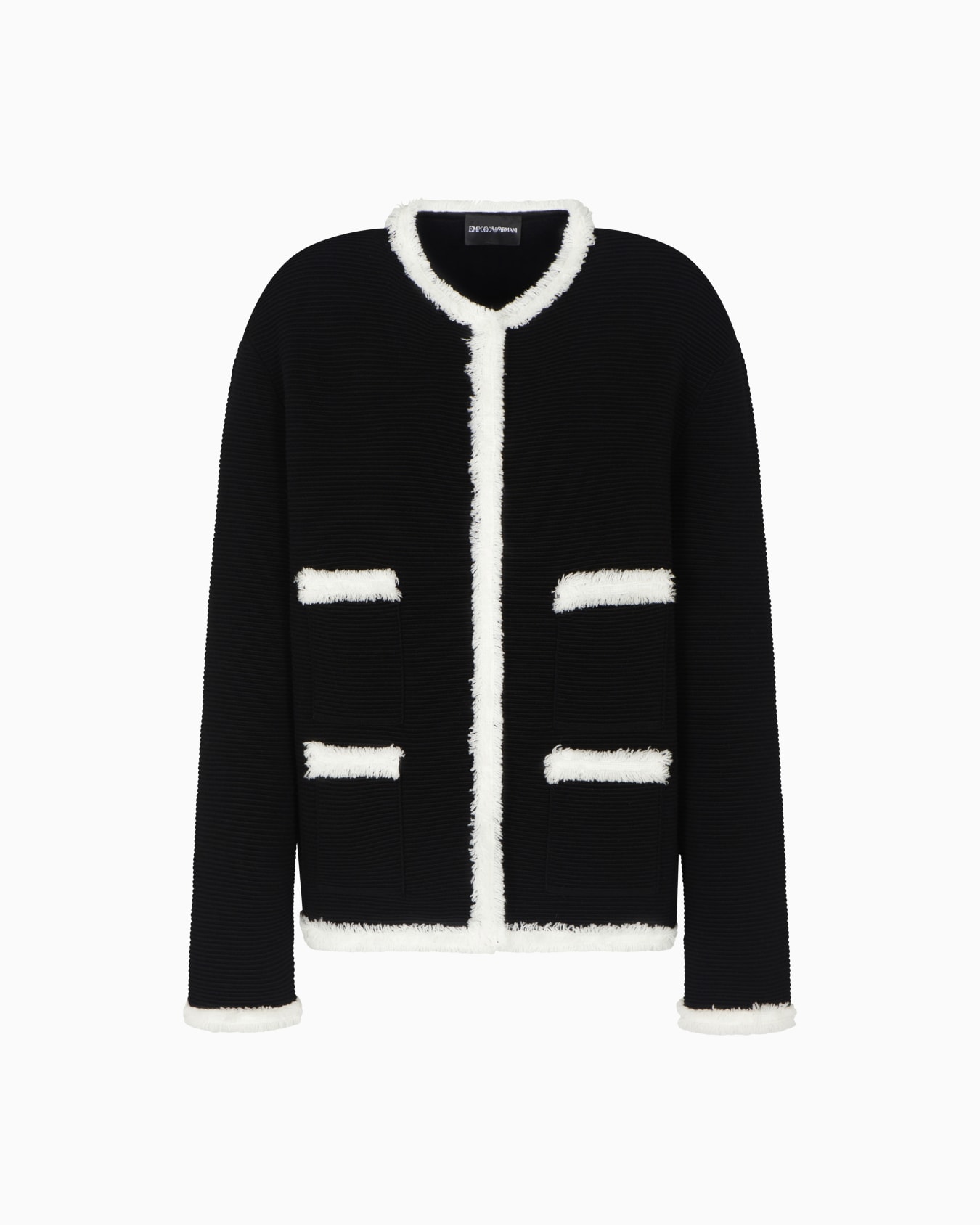 Ottoman fabric jacket with fringe trims Slide 0