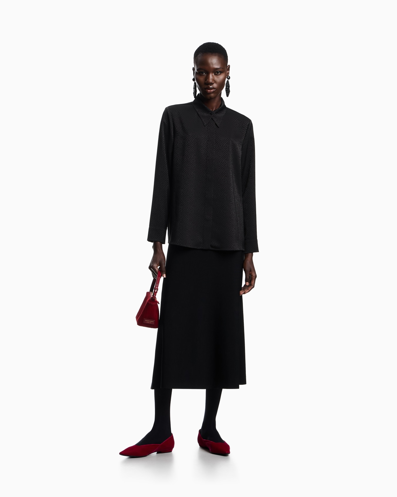 Jupe longue évasée en viscose stretch Diapositive 1