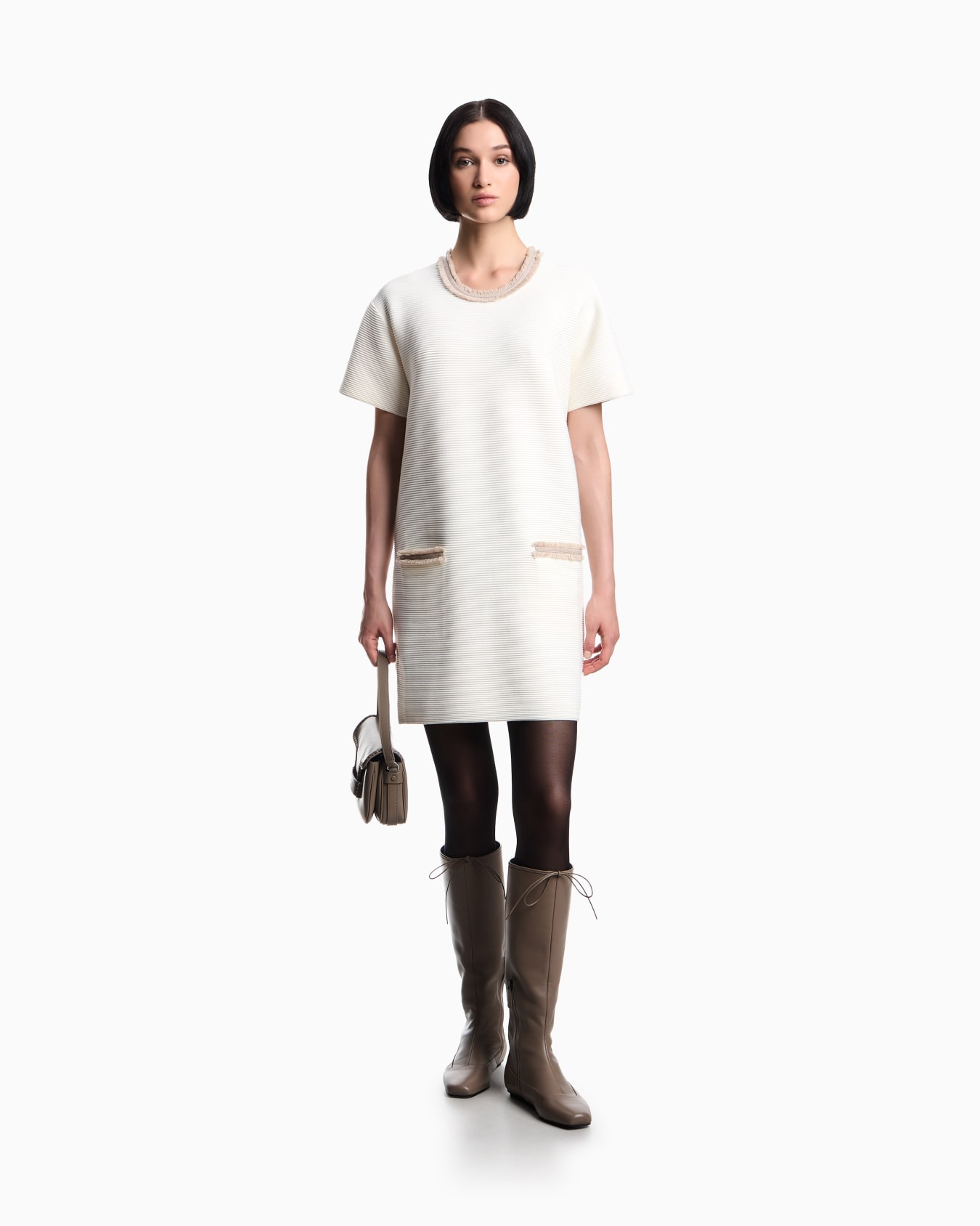 Ottoman fabric dress with fringed details Slide 1