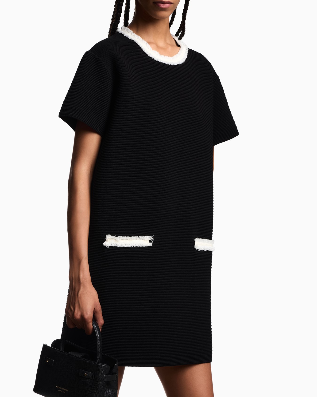 Ottoman fabric dress with fringed details Slide 3